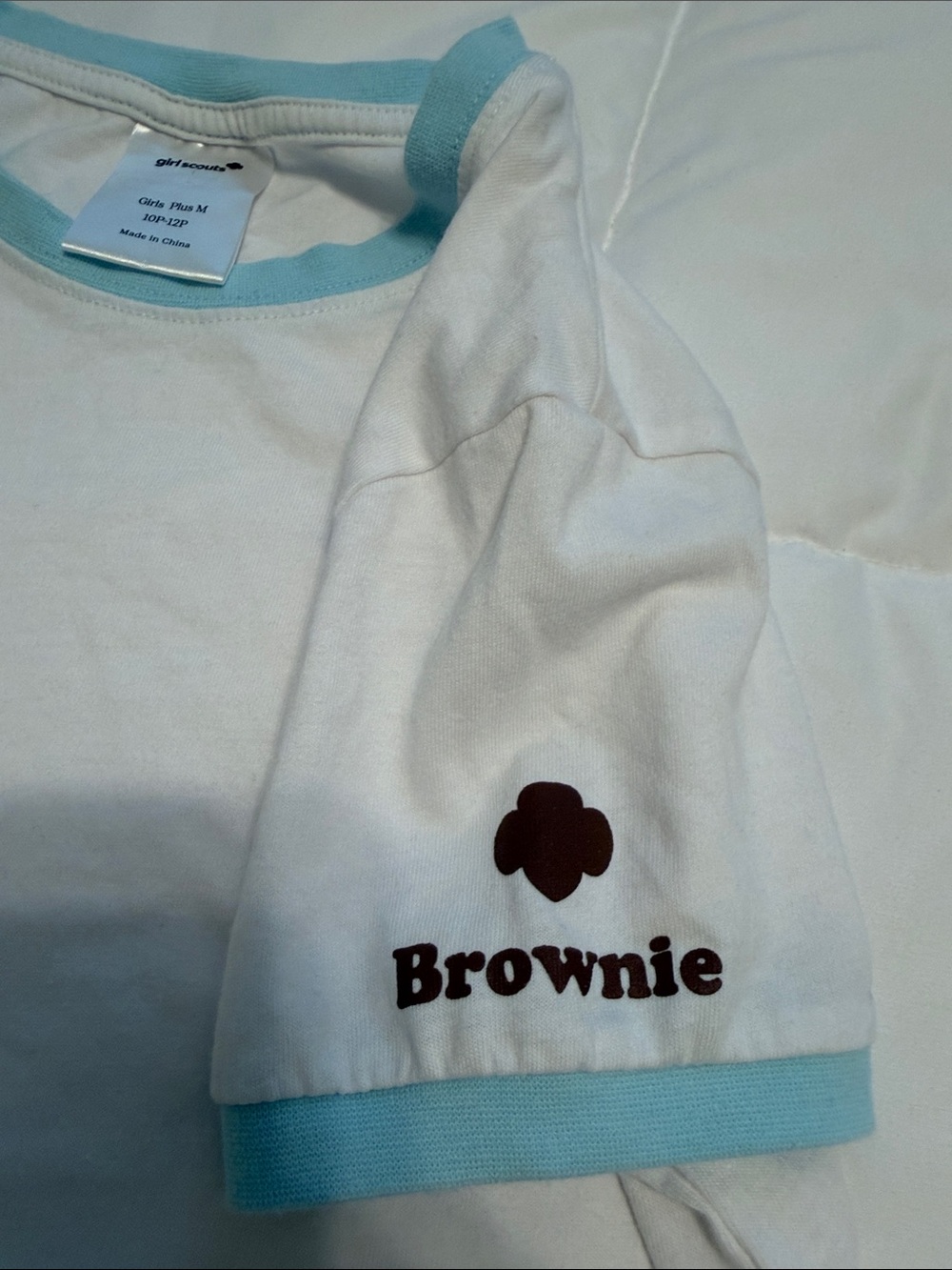 Brownie Kids White & Light Blue Short Sleeve Tee